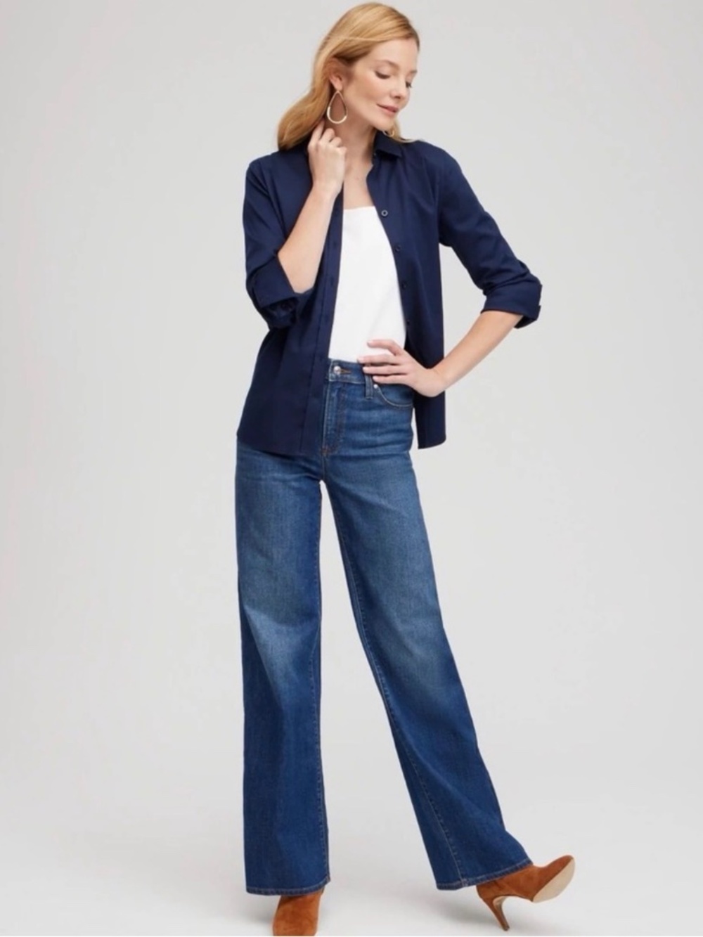 Chico's So Slimming High Rise Wide Leg Jeans 10P
